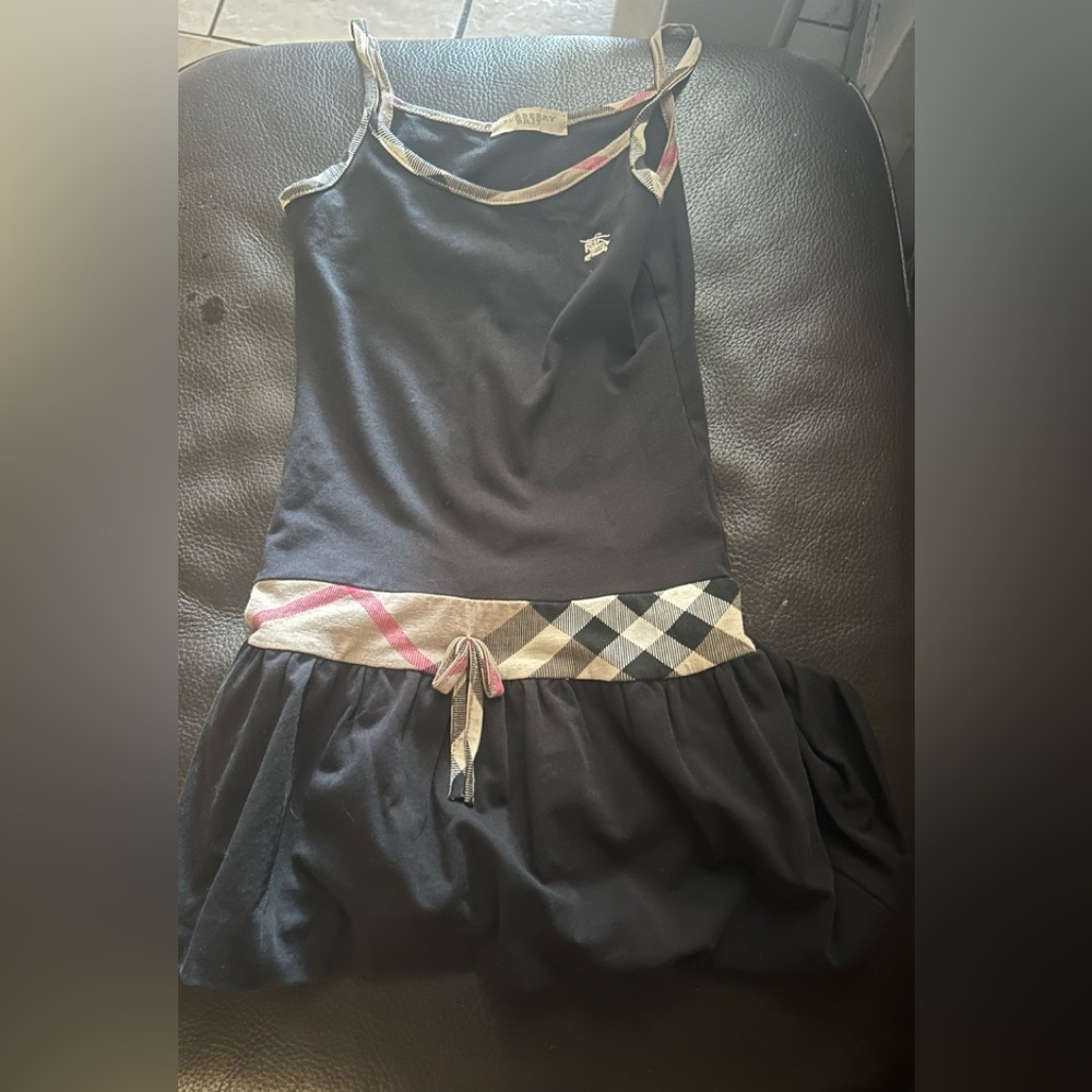 Burberry Black Kids Dress with Checkered Trim Medium size fit 8-10 year